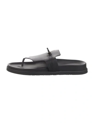 Pre-owned Hermes 2025 Empire Flip Flops In Black