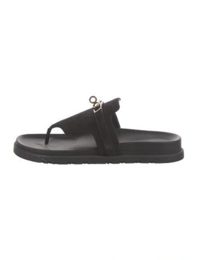 Pre-owned Hermes 2025 Empire Slides In Black