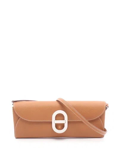 Pre-owned Hermes 2025 Epsom Chaine D Ancre To Go Wallet Crossbody Bag In Brown