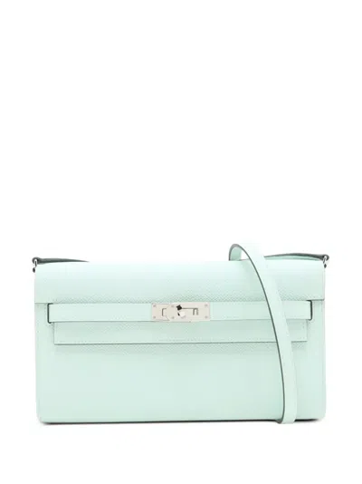 Pre-owned Hermes 2025 Epsom Classique Kelly To Go Wallet Crossbody Bag In Green