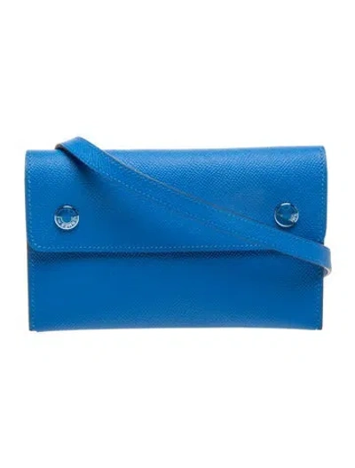 Pre-owned Hermes 2025 Epsom Hermèsnap Wallet In Blue