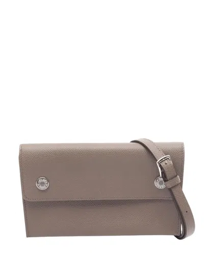 Pre-owned Hermes 2025 Epsom Nap Wallet Crossbody Bag In Brown