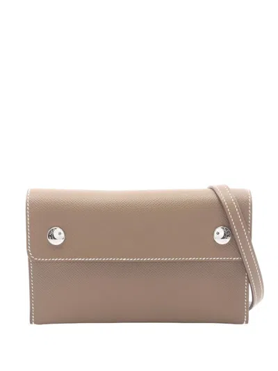 Pre-owned Hermes 2025 Epsom Nap Wallet Crossbody Bag In Brown