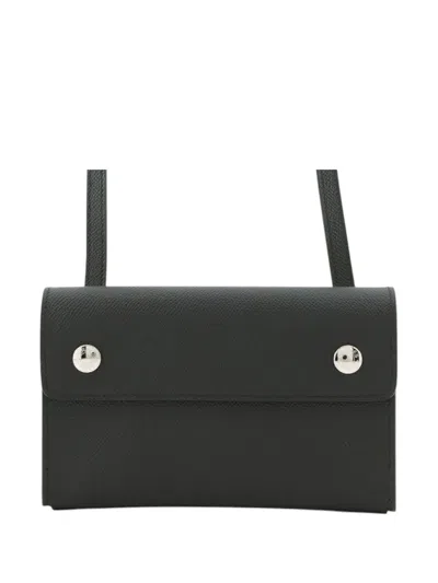 Pre-owned Hermes 2025 Epsom Nap Wallet On Strap Crossbody Bag In Black
