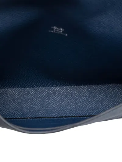 Pre-owned Hermes 2025 Epsom Nap Wallet On Strap Crossbody Bag In Blue