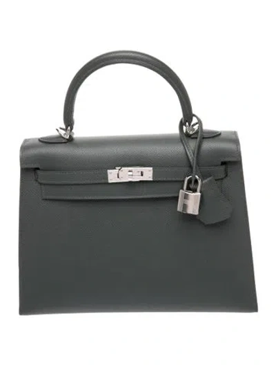 Pre-owned Hermes 2025 Epsom Kelly Ii Sellier 25 In Green