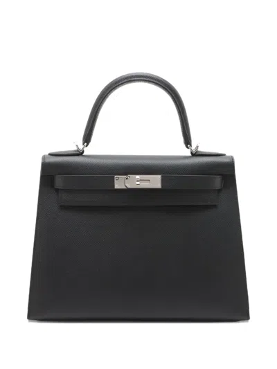 Pre-owned Hermes 2025 Epsom Kelly Ii Sellier 28 Satchel In Black