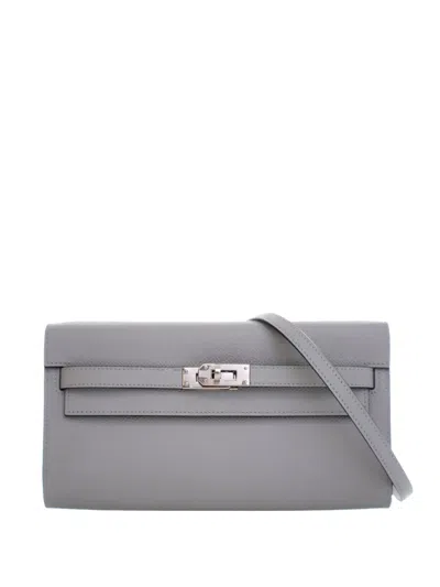 Pre-owned Hermes 2025 Epsom Kelly To Go Wallet Crossbody Bag In Blue