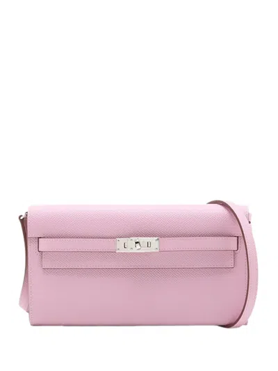 Pre-owned Hermes 2025 Epsom Kelly To Go Wallet Crossbody Bag In Pink