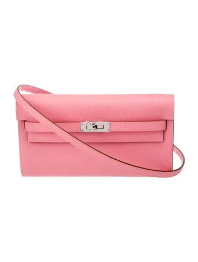 Pre-owned Hermes 2025 Epsom Kelly Wallet To Go In Pink