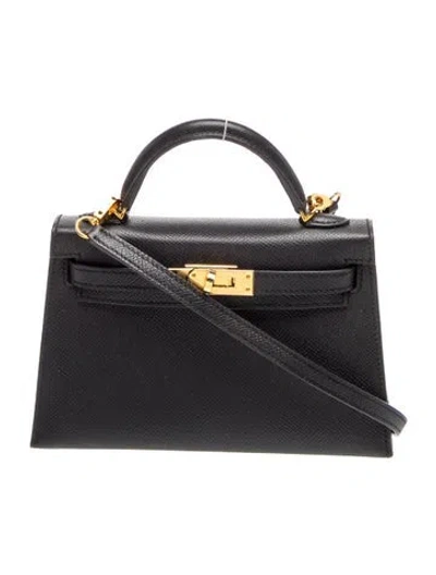 Pre-owned Hermes 2025 Epsom Mini Kelly Ii Sellier 20 In Black
