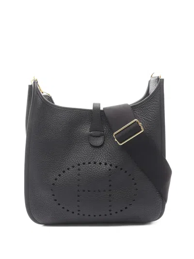 Pre-owned Hermes 2025 Evelyn 3 Troyes Clemence Leather Shoulder Bag In Black