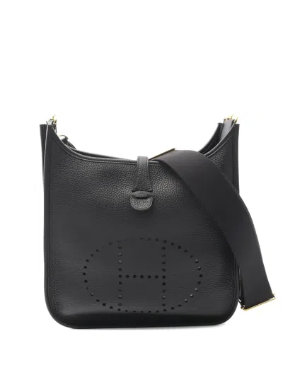 Pre-owned Hermes 2025 Evelyn 3 Troyes Pm Leather Shoulder Bag In Black
