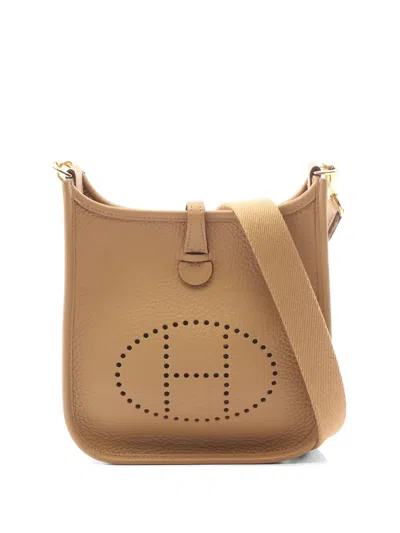 Pre-owned Hermes 2025 Evelyn Perforated Leather Crossbody Bag In Neutral