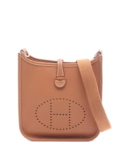 Pre-owned Hermes 2025 Evelyn Perforated Leather Shoulder Bag In Brown