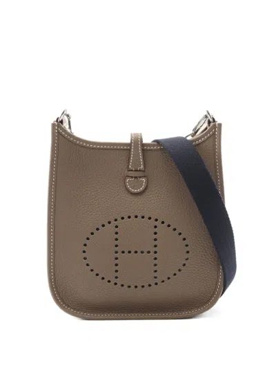 Pre-owned Hermes 2025 Evelyn Tpm Leather Shoulder Bag In Gray