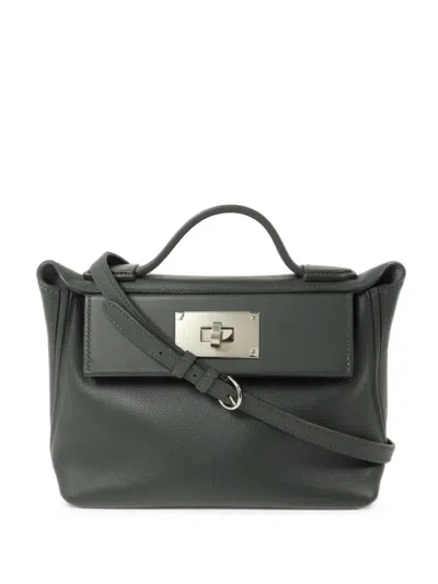 Pre-owned Hermes 2025 Evercolor Leather Tote Bag In Green