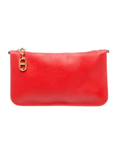 Pre-owned Hermes 2025 Evercolor Zipengo Chaine D'ancre To Go Pouch In Red