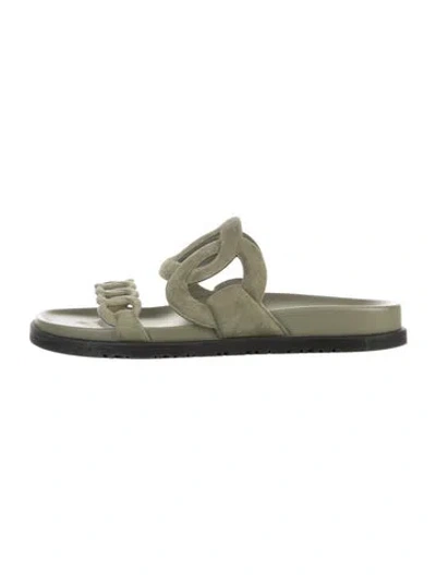Pre-owned Hermes 2025 Extra Slides In Green