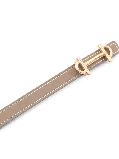 Pre-owned Hermes 2025 Gamma Reversible Belt In Brown