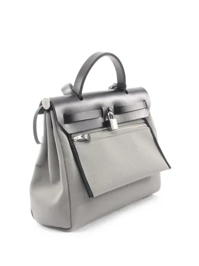 Pre-owned Hermes 2025 Herbag Zip Pm Two-way Handbag In Gray