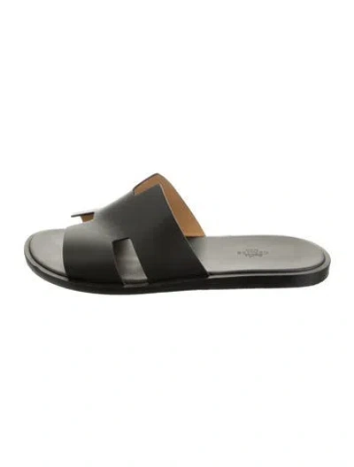 Pre-owned Hermes 2025 Izmir Slides In Black