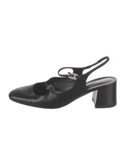 Pre-owned Hermes 2025 Jackie 50 Slingback Pumps In Black
