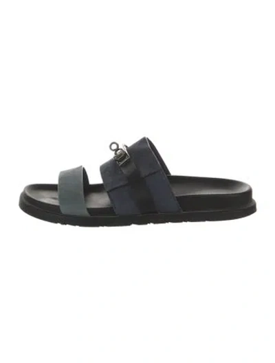 Pre-owned Hermes 2025 Jackson Slides In Blue
