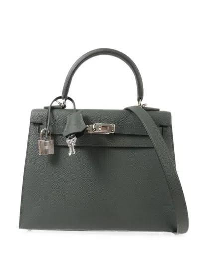 Pre-owned Hermes 2025 Kelly 25 Epsom Tote Bag In Grey