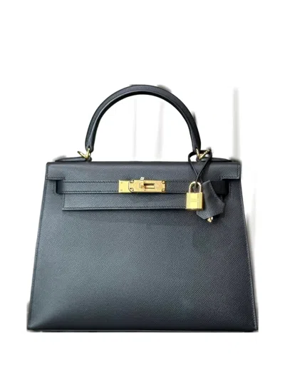Pre-owned Hermes 2025 Kelly 28 Sellie Tote Bag In Black