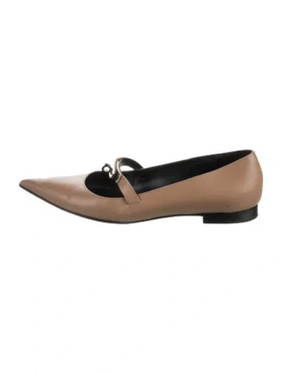 Pre-owned Hermes 2025 Kelly Ballet Flats In Brown