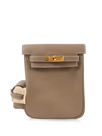 Pre-owned Hermes 2025 Kelly Jump Leather Backpack In Neutrals