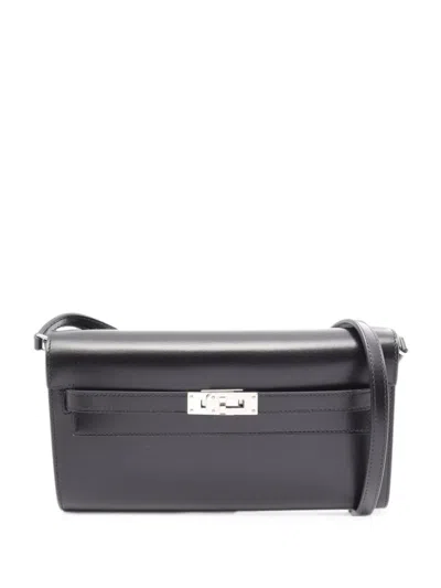 Pre-owned Hermes 2025 Kelly Long To Go Shoulder Bag In Black