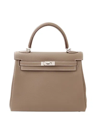 Pre-owned Hermes 2025 Kelly Retourne Leather Bag In Neutral