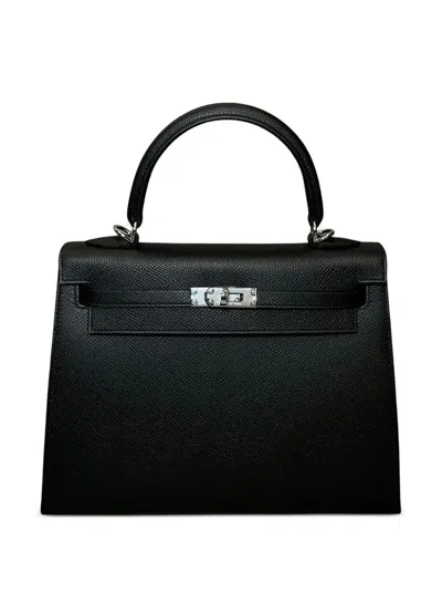 Pre-owned Hermes 2025 Kelly Sellier 25 Handbag In Black