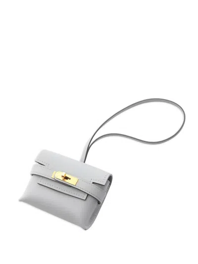 Pre-owned Hermes 2025 Leather Bag Charm In Gray