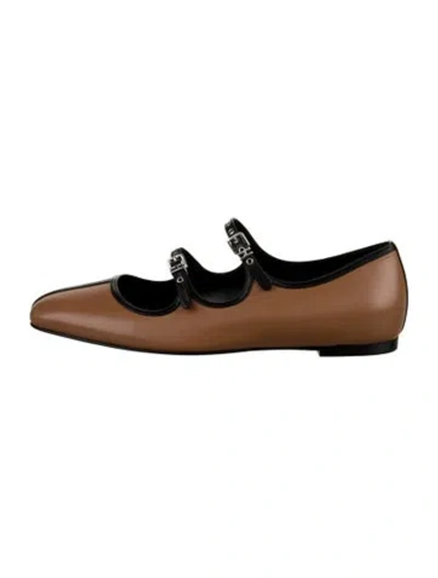 Pre-owned Hermes 2025 Lilia Mary Jane Flats In Neutral