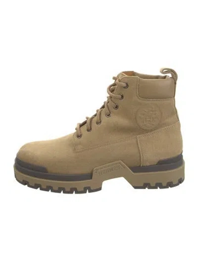 Pre-owned Hermes 2025 Limite Lace-up Boots In Neutral
