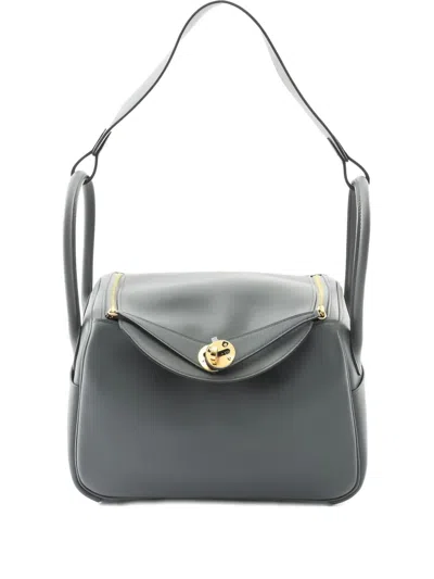 Pre-owned Hermes 2025 Lindy 26 Veil Amando Tote Bag In Green
