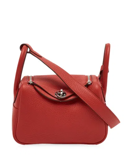 Pre-owned Hermes 2025 Lindy Ii Mini Tote Bag In Red