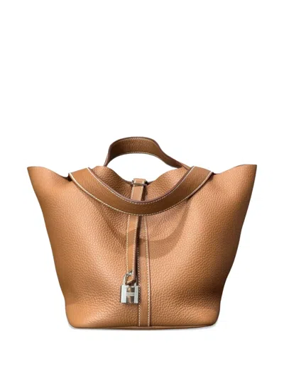 Pre-owned Hermes 2025 Lock 22 Tote Bag In Neutral
