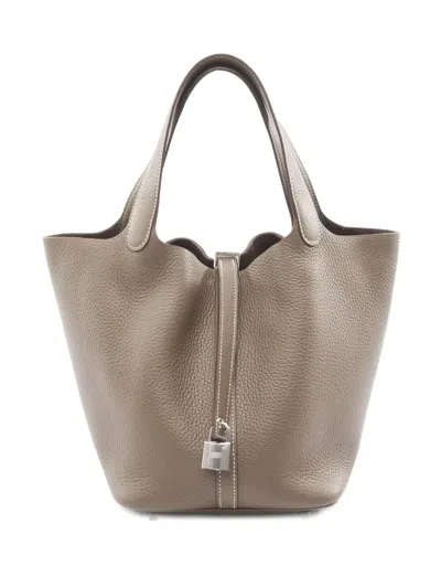 Pre-owned Hermes 2025 Lock Picotin Mm Tote Bag In Neutral
