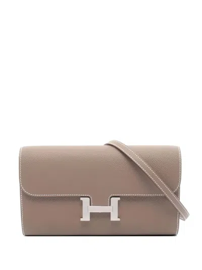 Pre-owned Hermes 2025 Long Constance To Go Clutch In Neutral