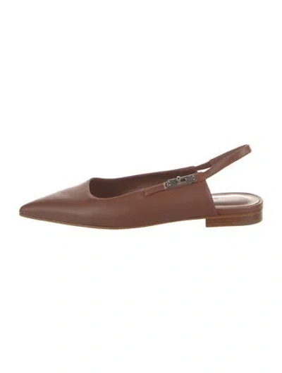 Pre-owned Hermes 2025 Lovely Slingback Flats In Brown