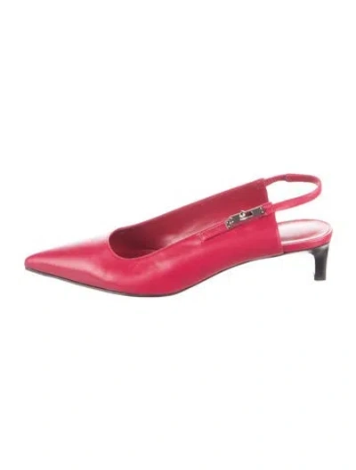 Pre-owned Hermes 2025 Lover 40 Slingback Pumps In Burgundy