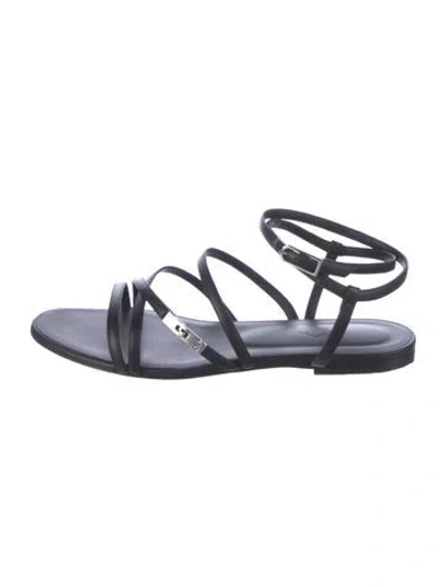Pre-owned Hermes 2025 Lullaby Gladiator Sandals In Black