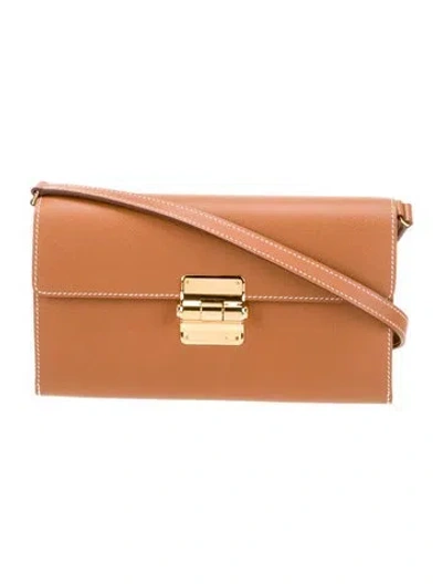 Pre-owned Hermes 2025 Madame Charniere To Go Pouch In Brown