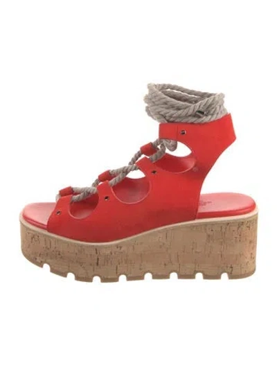 Pre-owned Hermes 2025 Medusa 30 Gladiator Sandals In Red