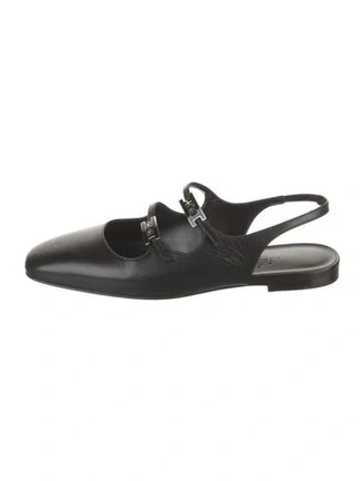 Pre-owned Hermes 2025 Mila Slingback Flats In Black