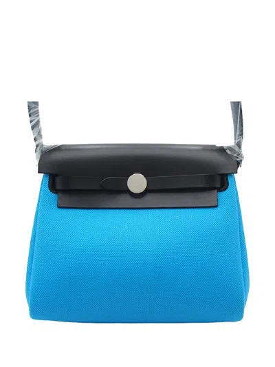 Pre-owned Hermes 2025 Military Toile And Vache Hunter Herbag Zip 20 Crossbody Bag In Black